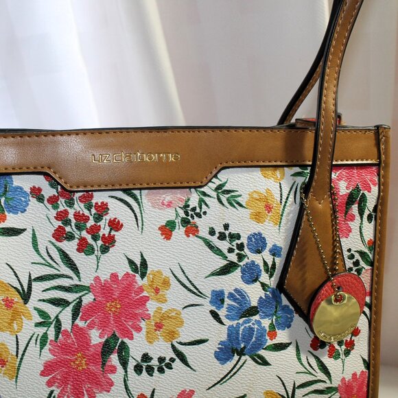 Liz Claiborne Vegan Leather Floral Tote Bag - Picture 3 of 12